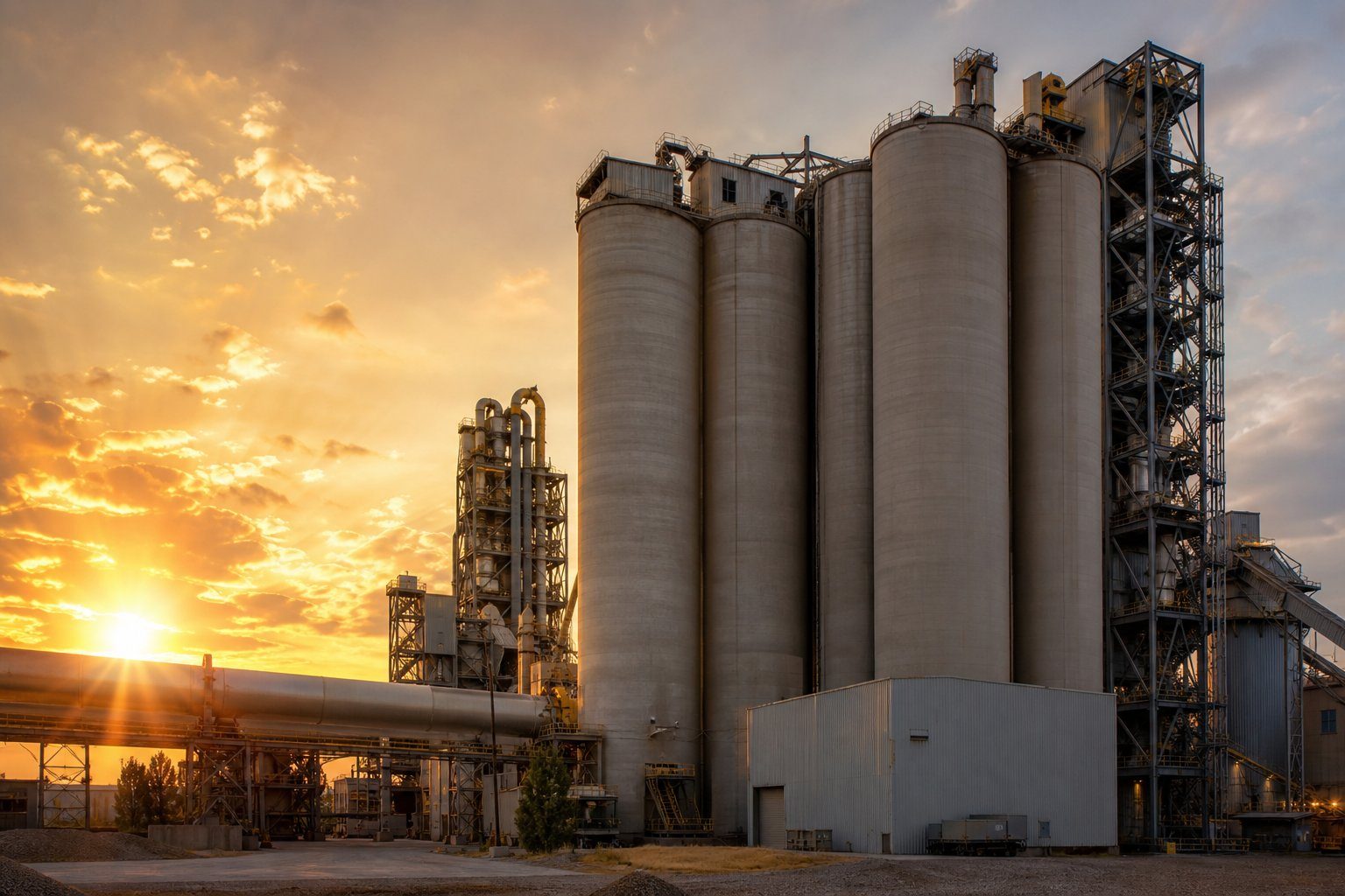 Al Yusra Sinoma cement storage silos and plant